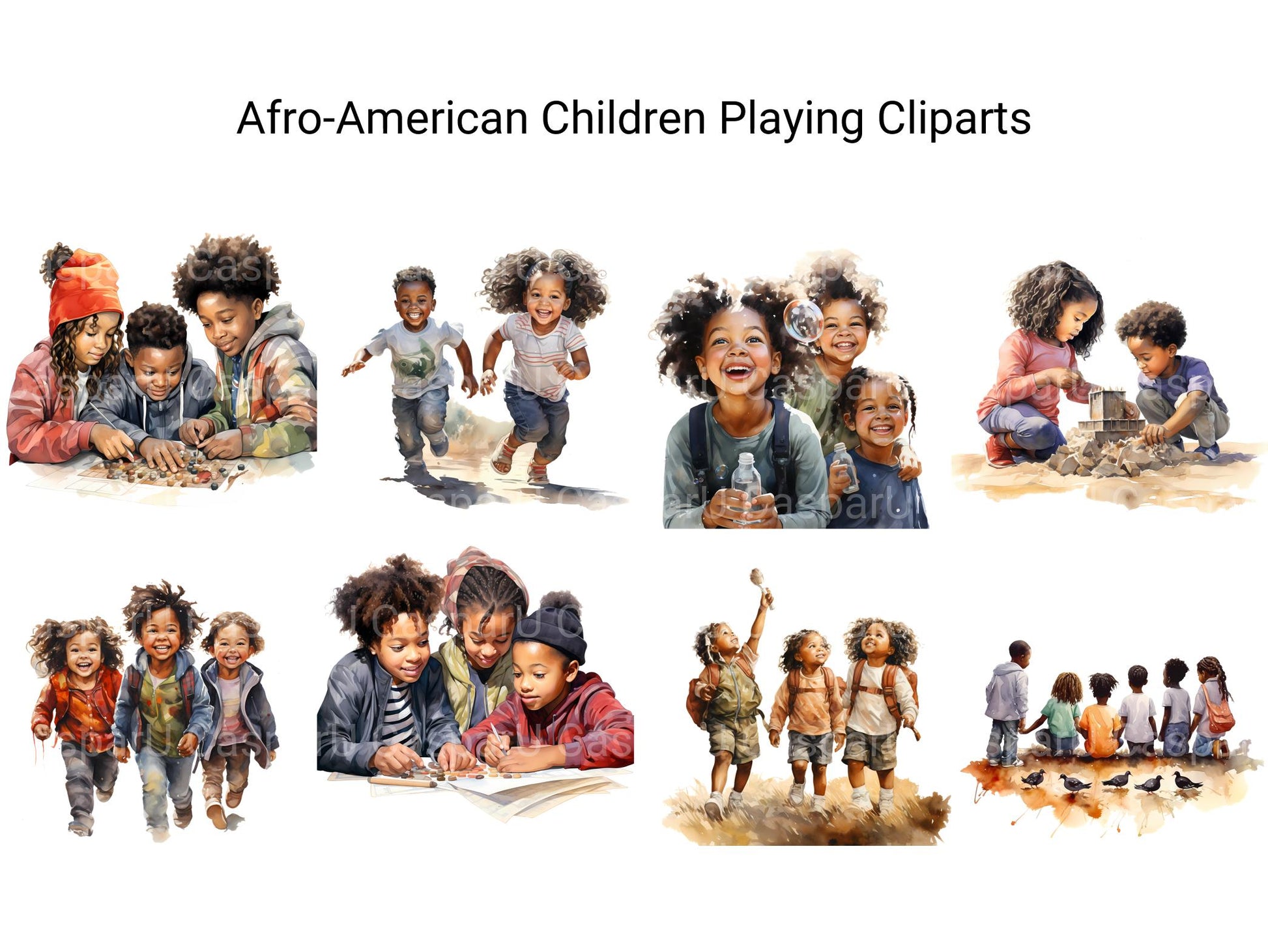 Afro-American Children Playing Clipart - CraftNest