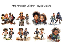 Afro-American Children Playing Clipart - CraftNest