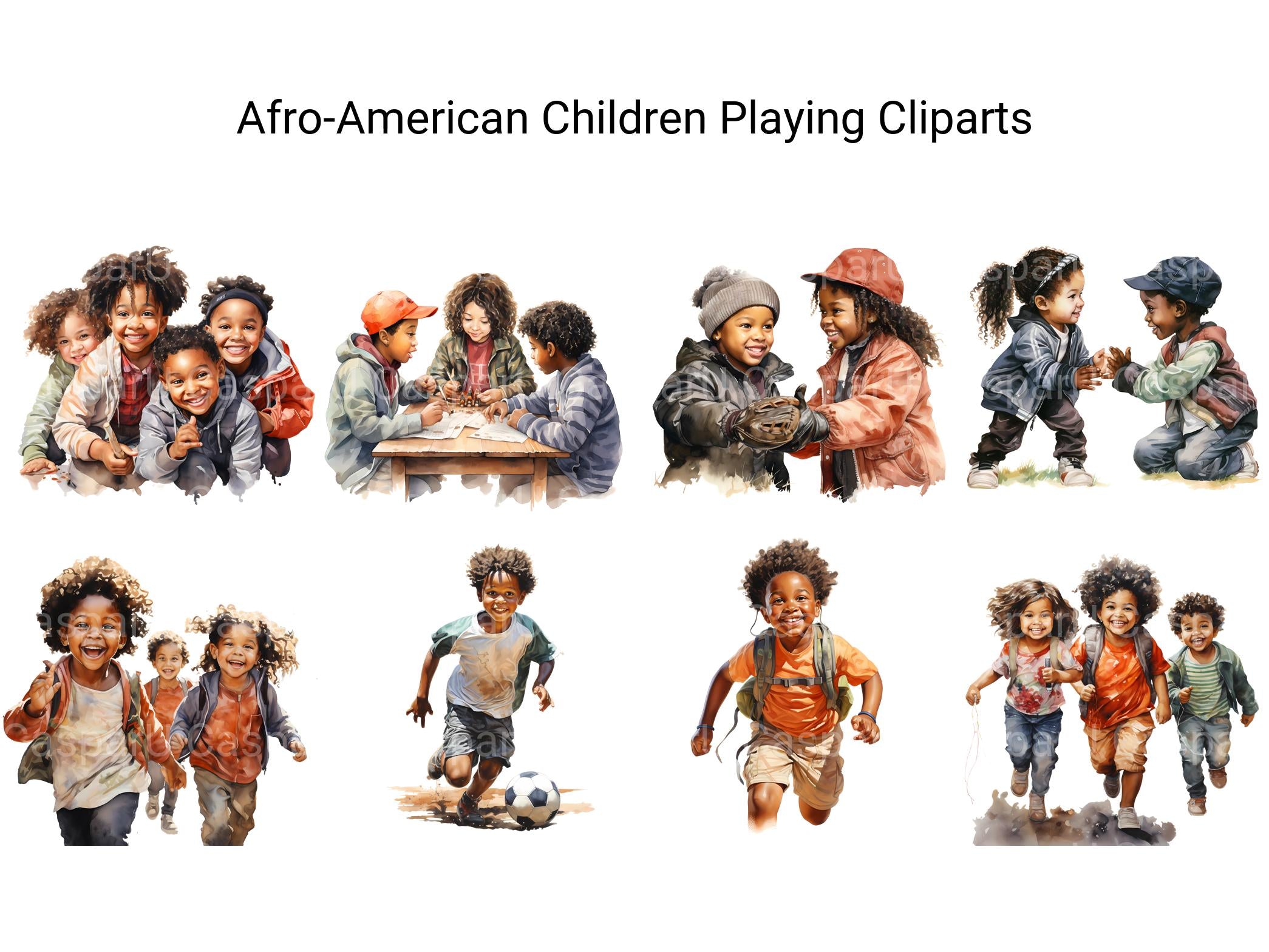 Afro-American Children Playing Clipart - CraftNest