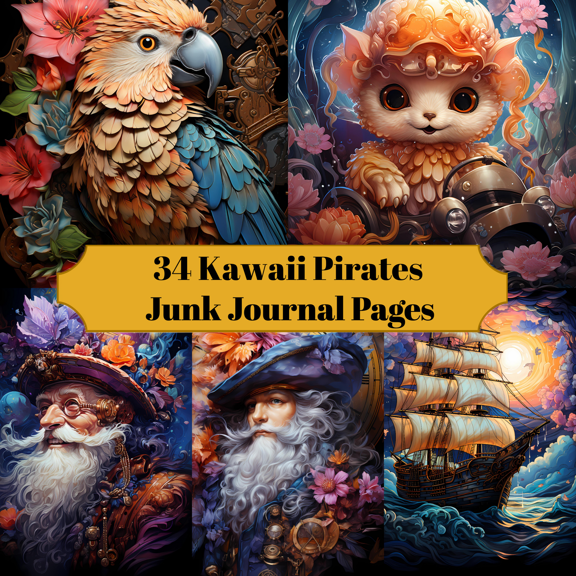 Kawaii Pirates Junk Journal Pages - CraftNest