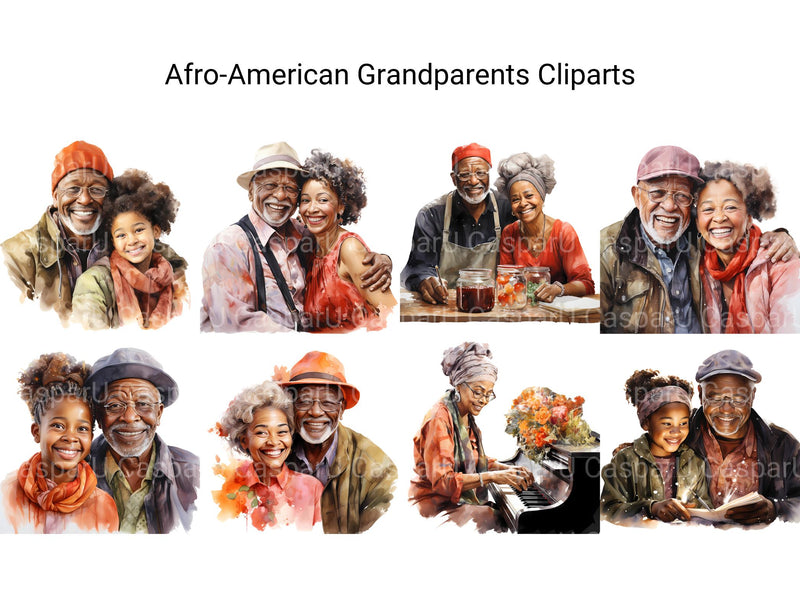 Afro-American Grandparents Clipart - CraftNest