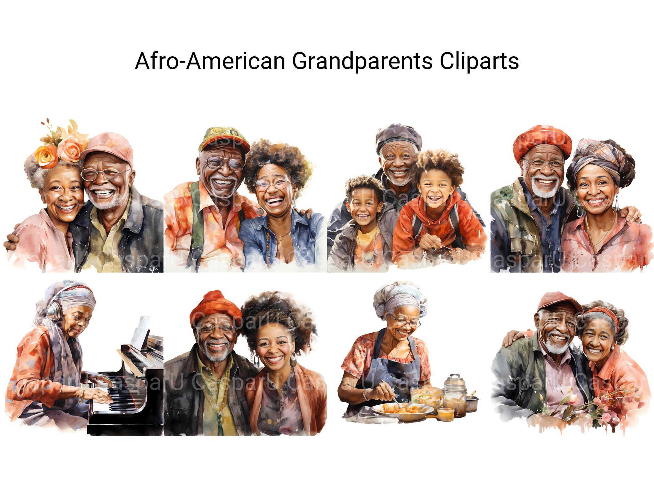 Afro-American Grandparents Clipart - CraftNest