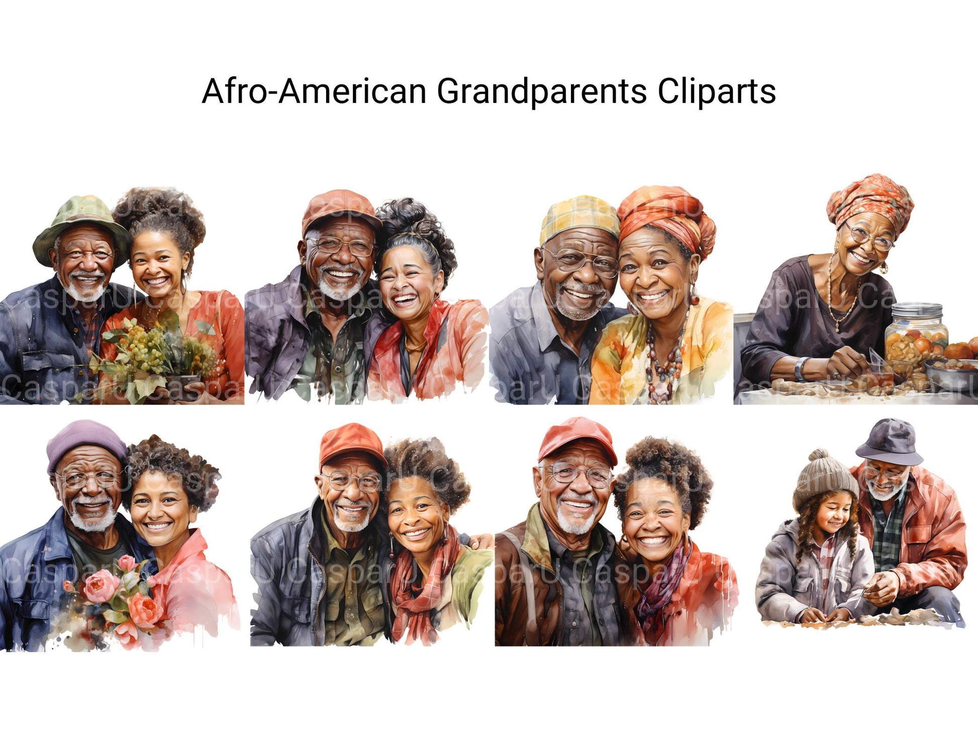 Afro-American Grandparents Clipart - CraftNest