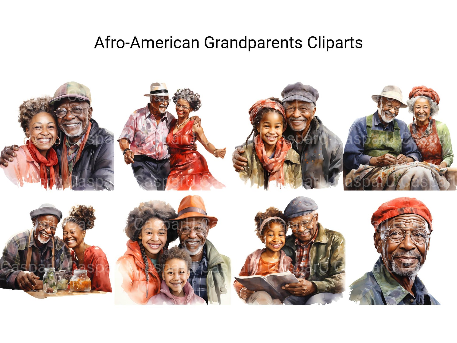 Afro-American Grandparents Clipart - CraftNest