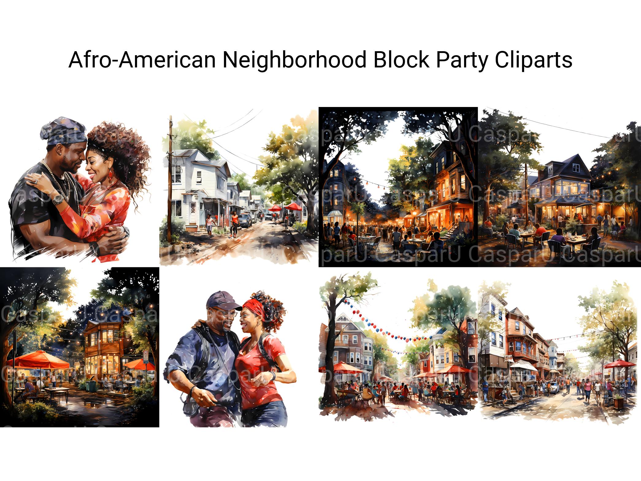 Afro-American Neighborhood Block Party Clipart - CraftNest