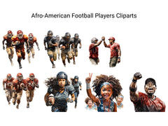 Afro-American Football Players Clipart - CraftNest