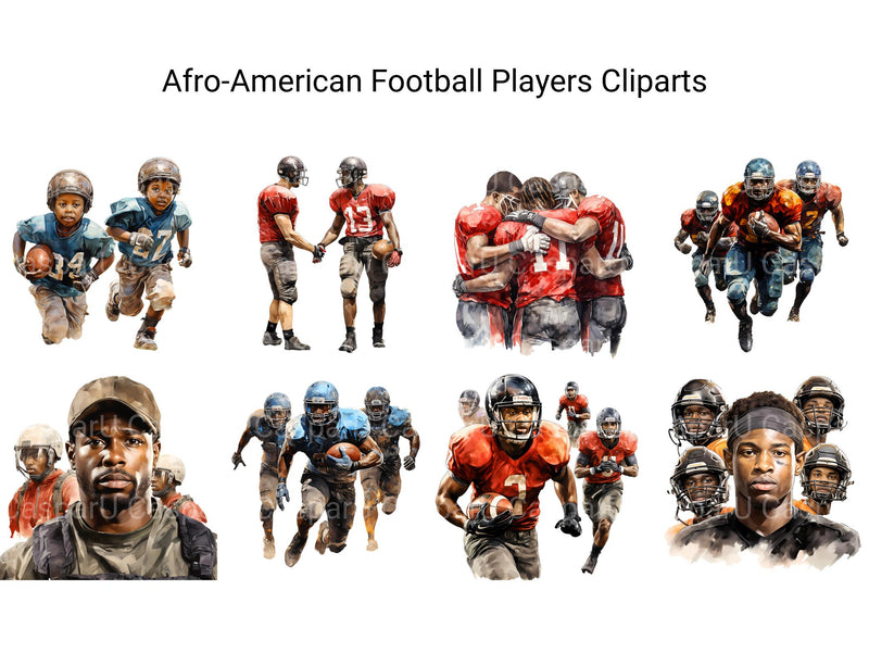 Afro-American Football Players Clipart - CraftNest