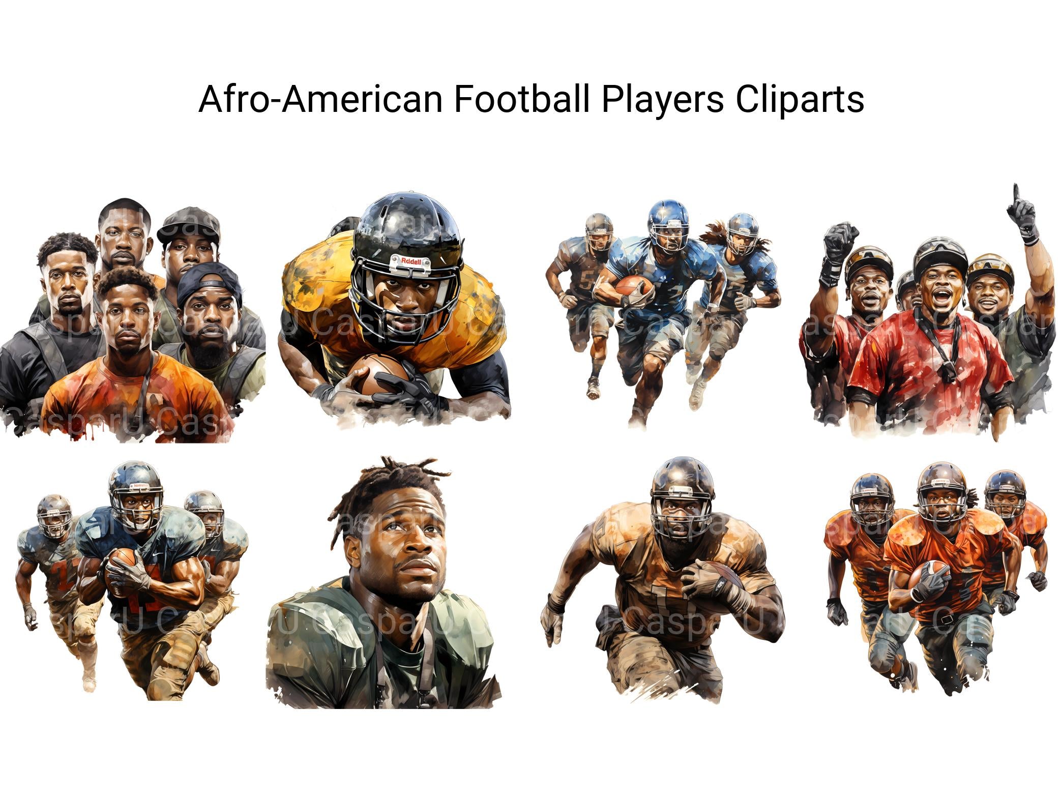 Afro-American Football Players Clipart - CraftNest