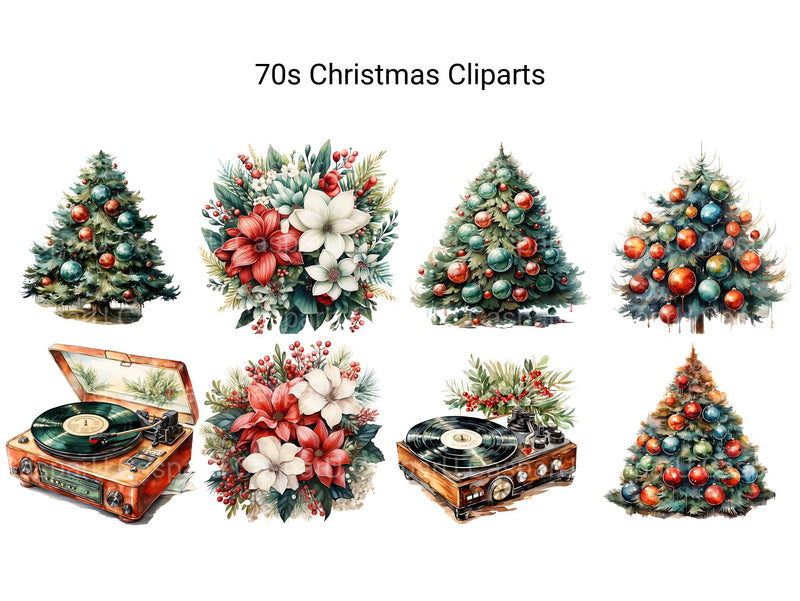 70s Christmas Clipart - CraftNest