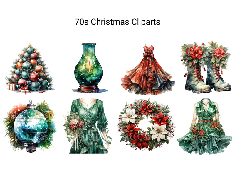 70s Christmas Clipart - CraftNest