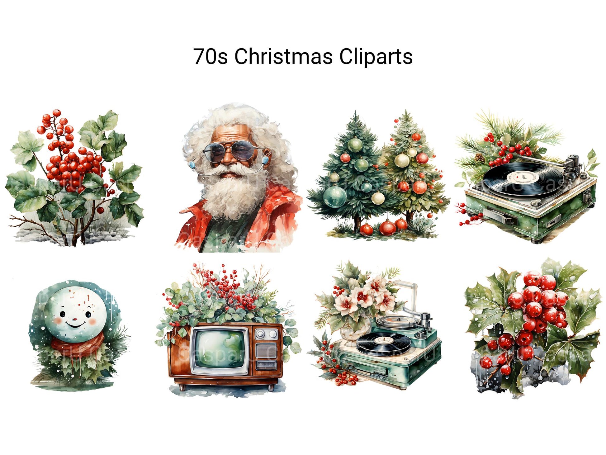 70s Christmas Clipart - CraftNest