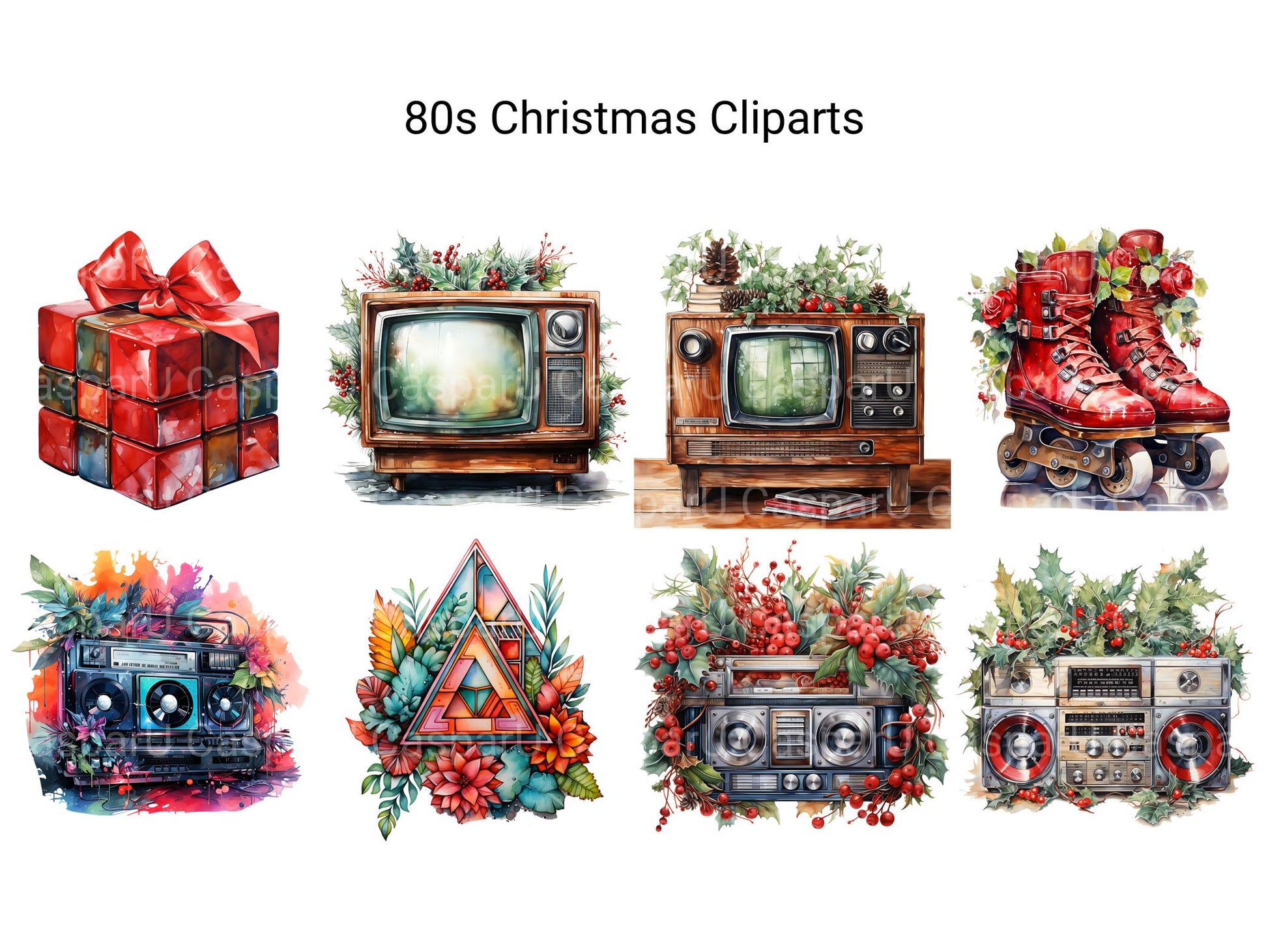 80s Christmas Clipart - CraftNest