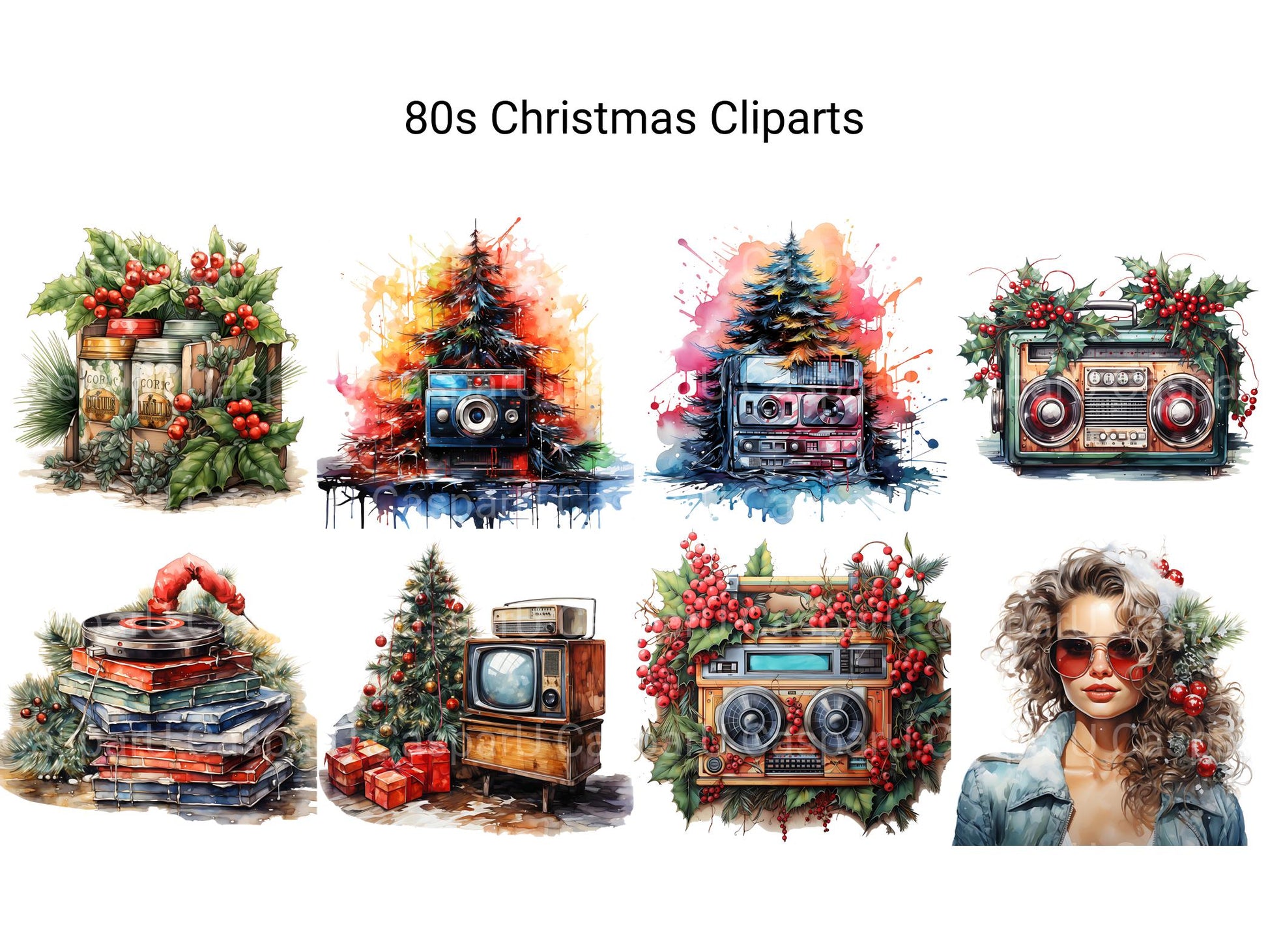 80s Christmas Clipart - CraftNest