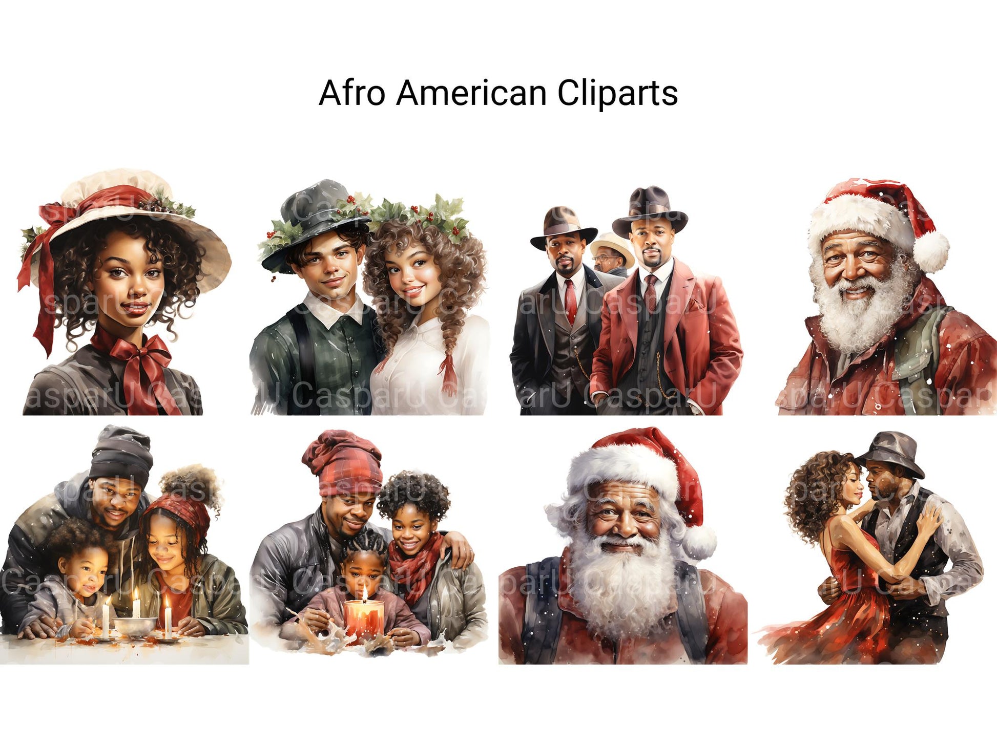 Afro-American Christmas Clipart - CraftNest