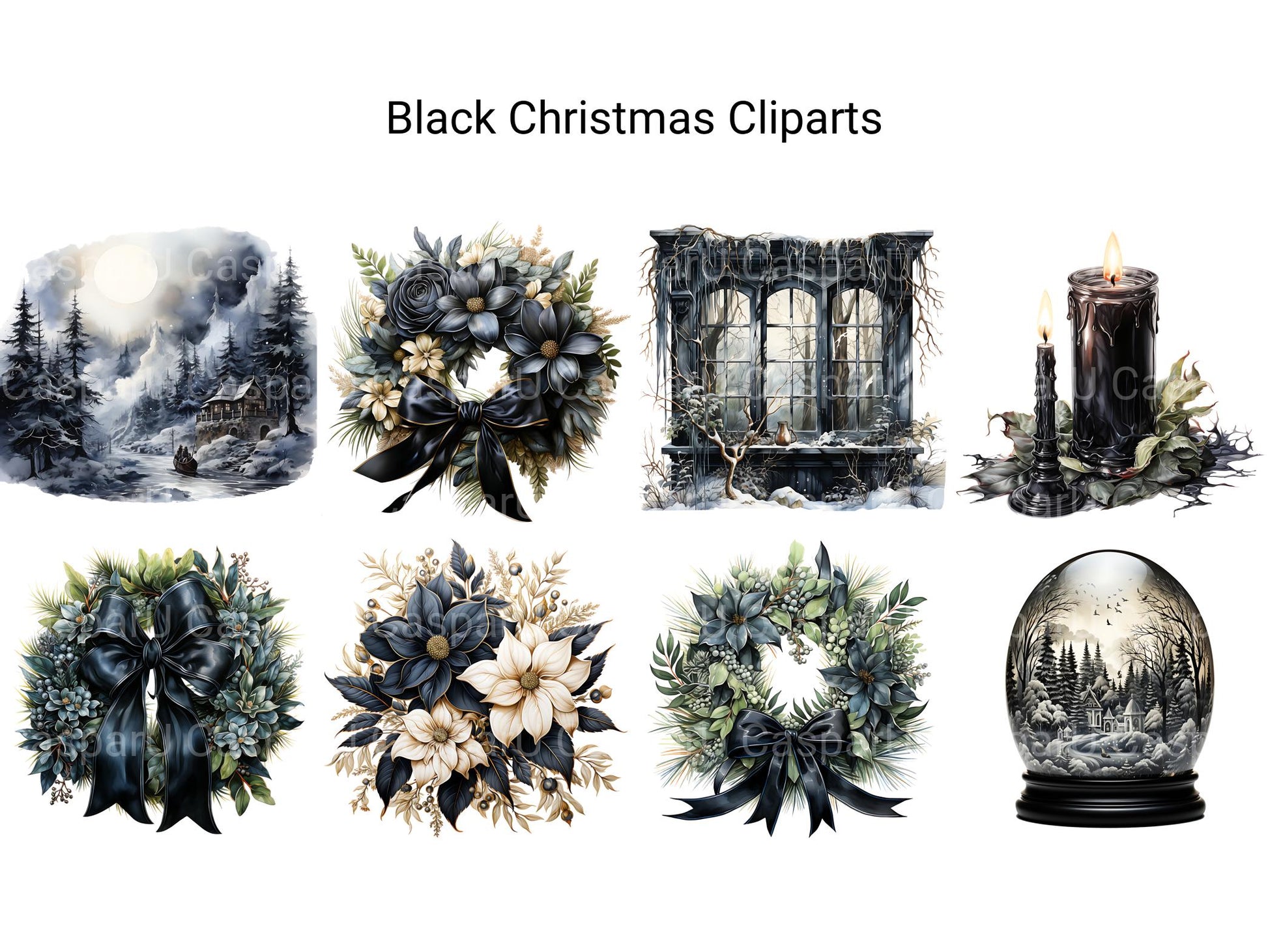 Black Christmas Clipart - CraftNest