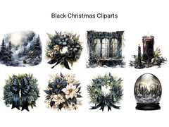 Black Christmas Clipart - CraftNest