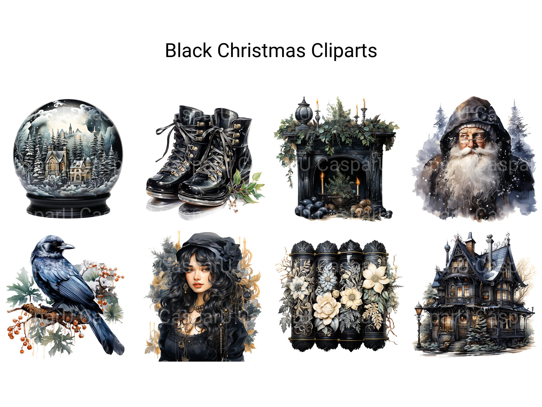 Black Christmas Clipart - CraftNest