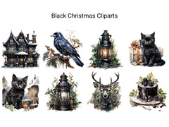 Black Christmas Clipart - CraftNest