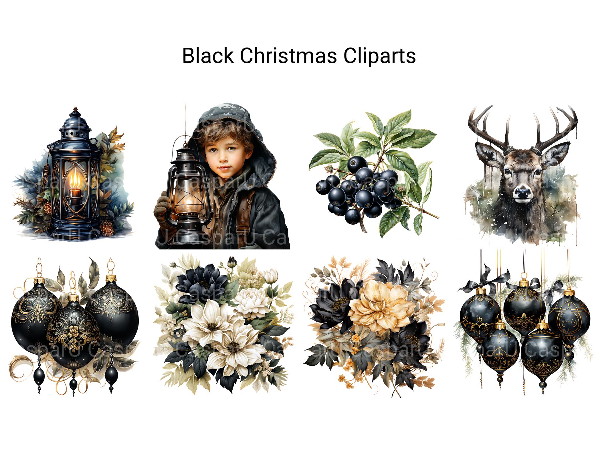 Black Christmas Clipart - CraftNest