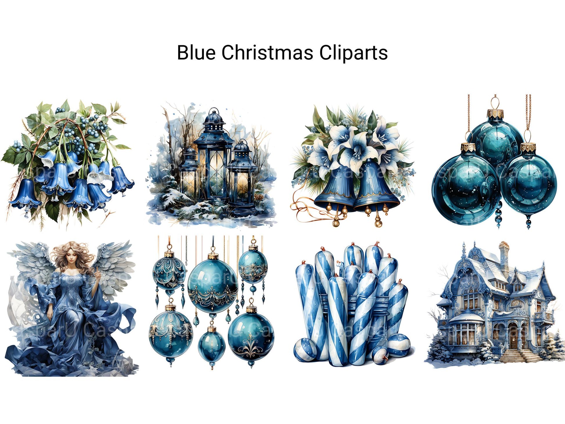 Blue Christmas Clipart - CraftNest