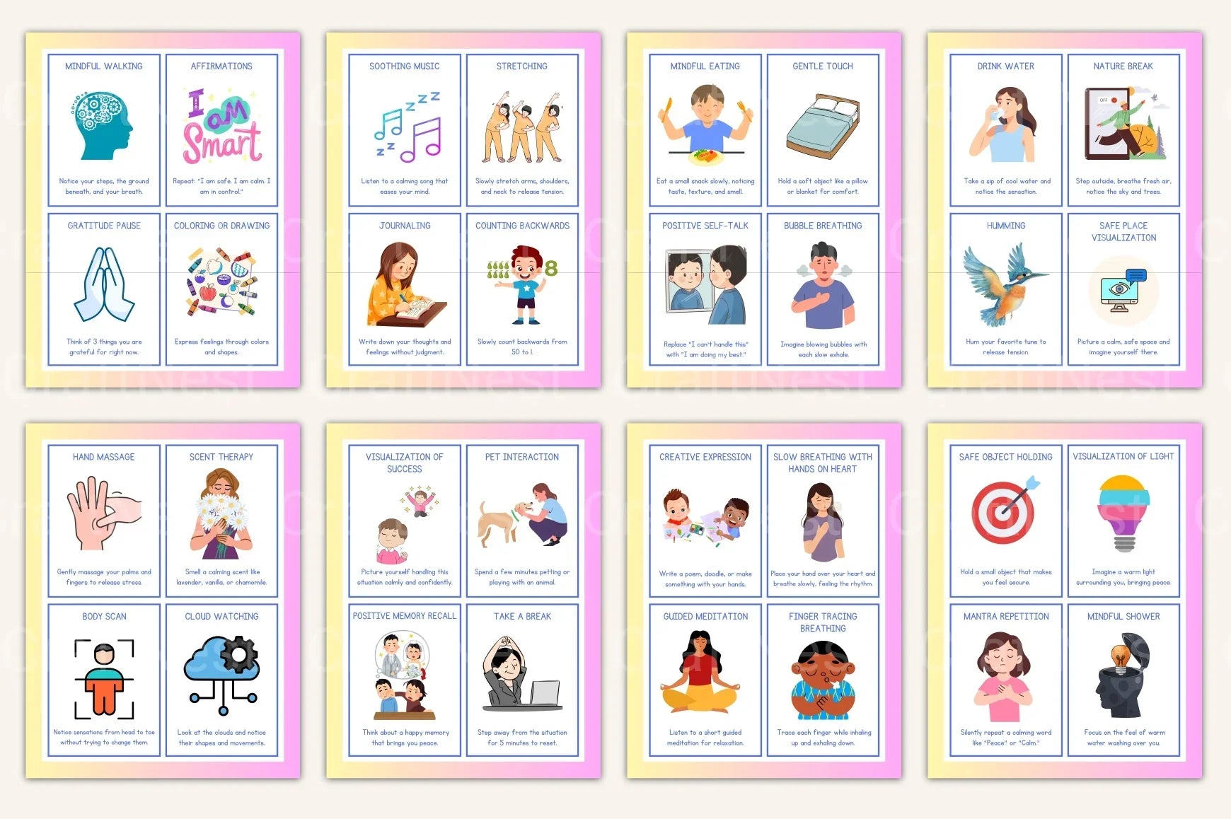Calming Strategies Coping Skills Cards for Stress Relief - CraftNest - Digital Crafting and Art