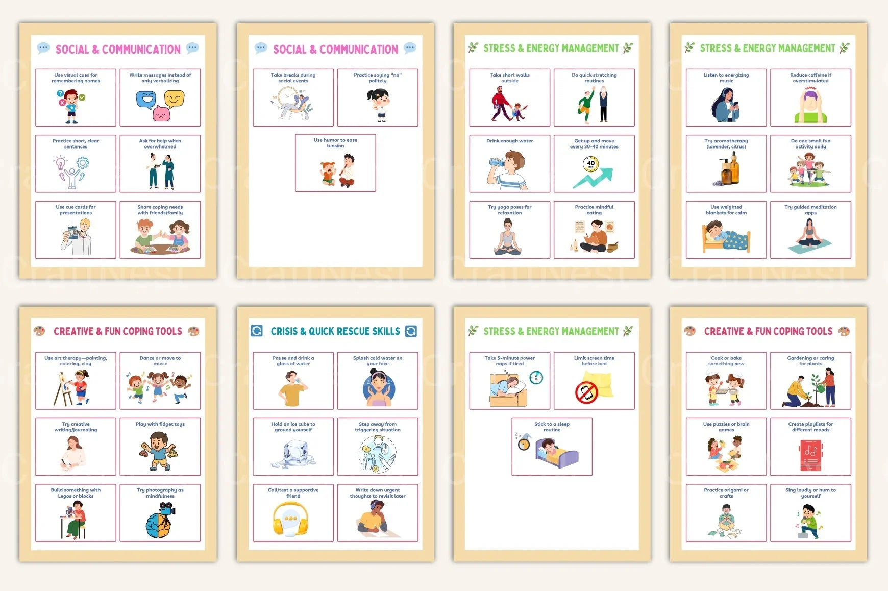 ADHD Coping Skills Cards for Effective Management - CraftNest - Digital Crafting and Art