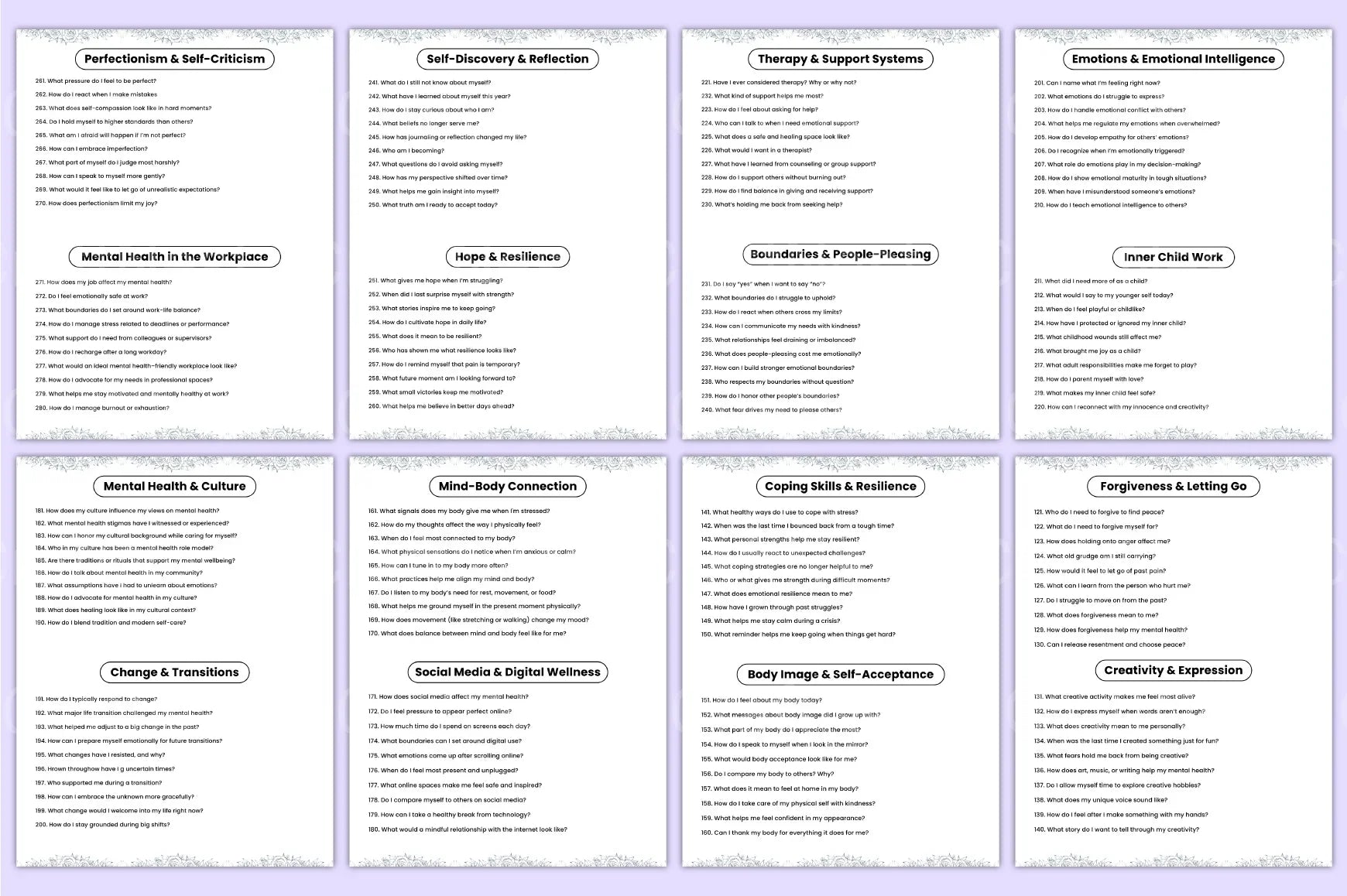 Mental Health Prompts for Wellness and Growth - CraftNest - Digital Crafting and Art