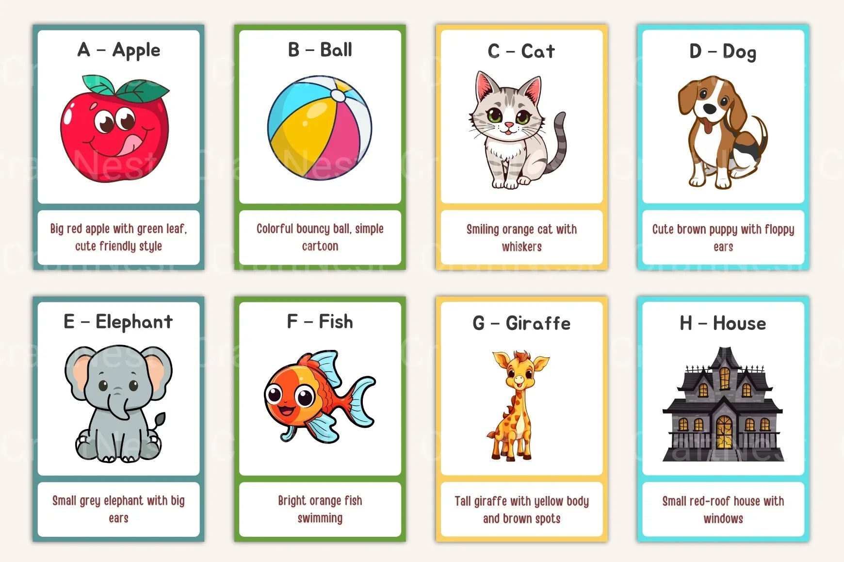 Alphabet Learning Flash Cards for Kids - CraftNest - Digital Crafting and Art