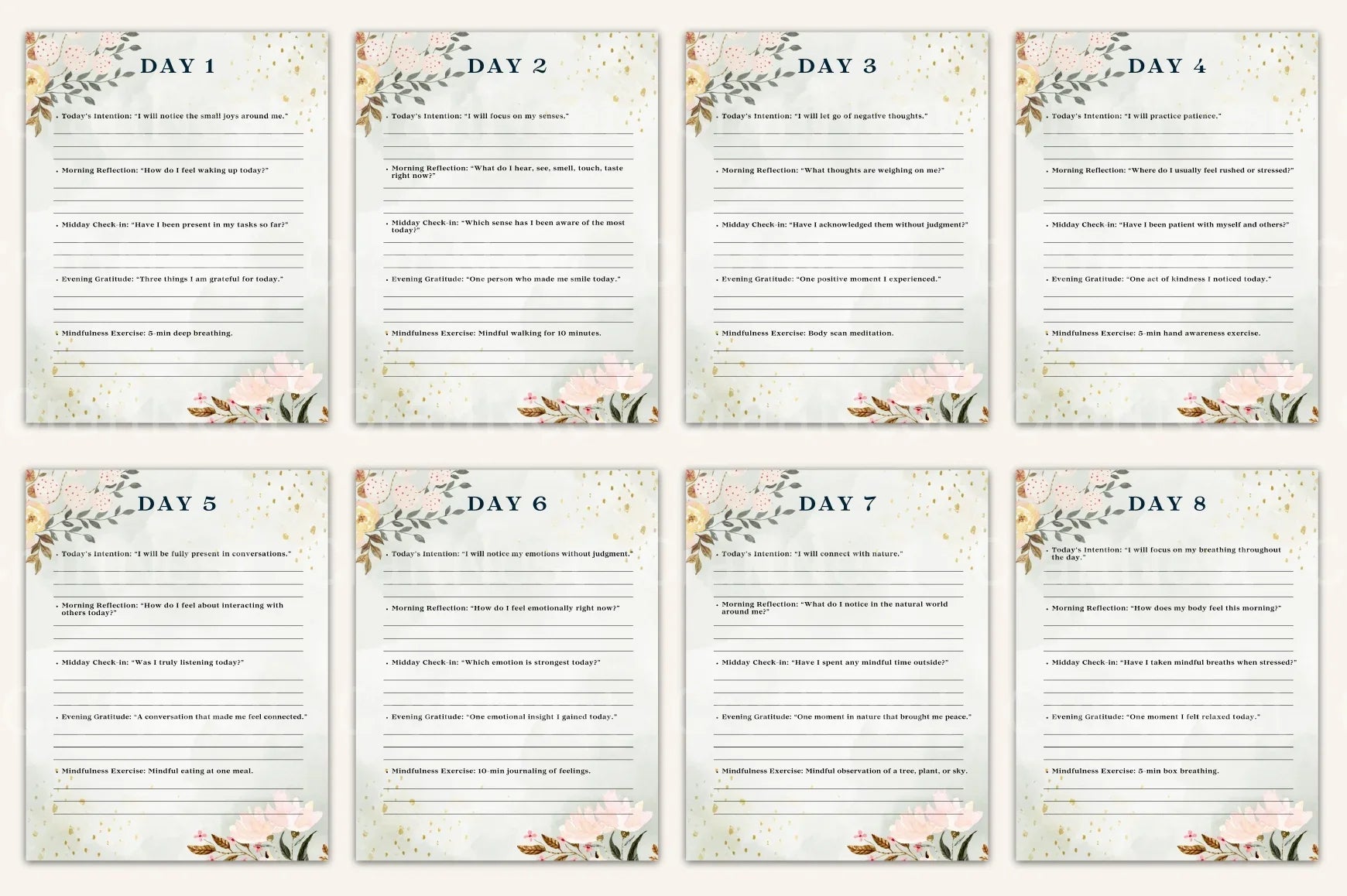 Daily Mindfulness Prompts for Enhanced Well-being - CraftNest - Digital Crafting and Art