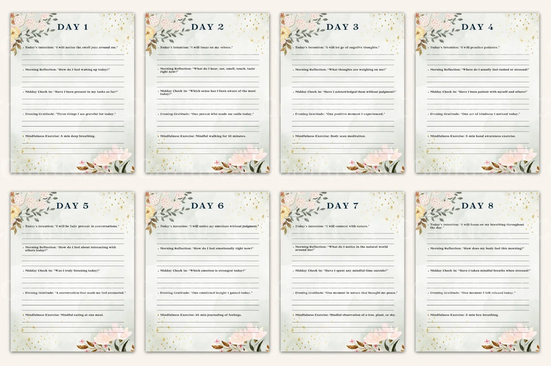 Daily Mindfulness Prompts for Enhanced Well-being - CraftNest - Digital Crafting and Art