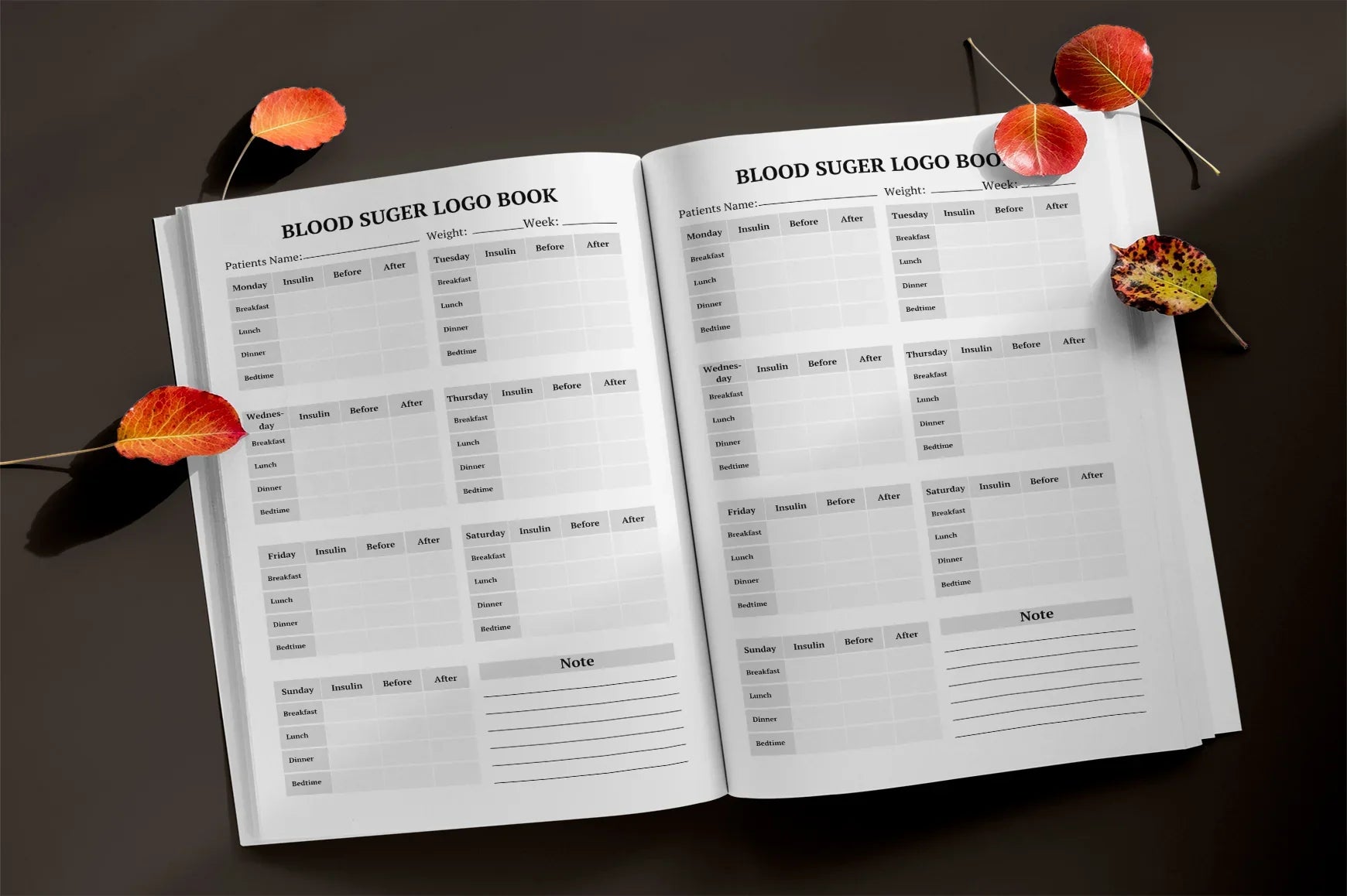 Blood Sugar Logbook Planner - CraftNest - Digital Crafting and Art