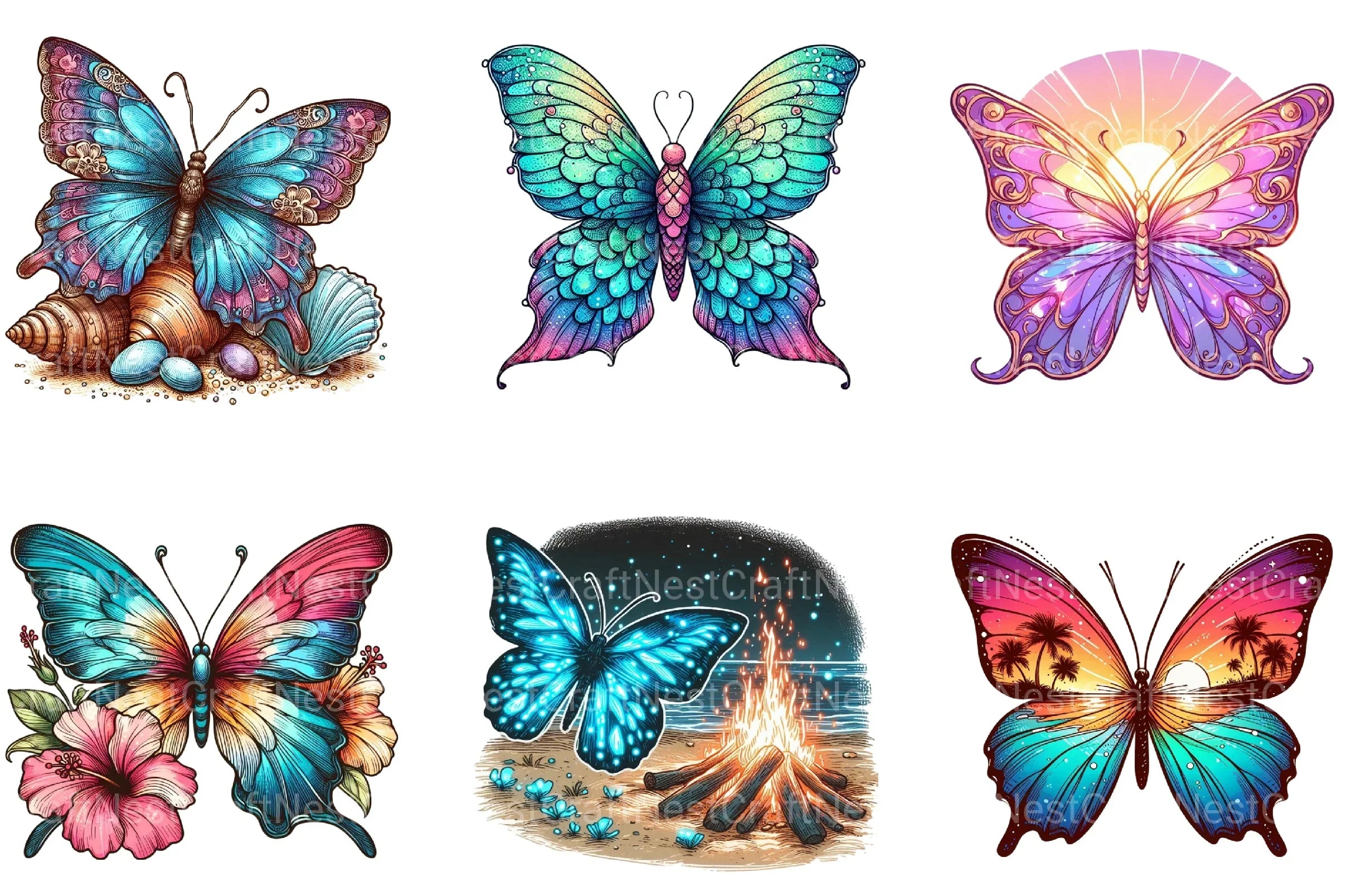 Summer Butterfly Clipart Bundle 1 - CraftNest - Digital Crafting and Art
