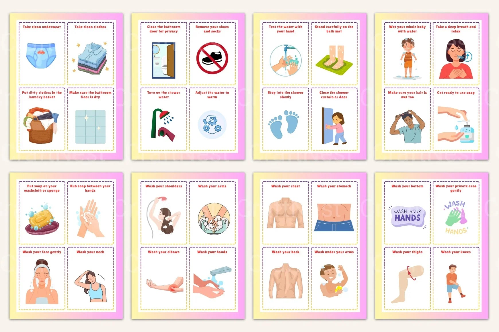 Shower Sequence Cards for Boys - CraftNest - Digital Crafting and Art
