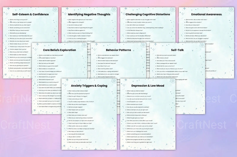 Cognitive Behavioral Prompts Workbook for Personal Growth - CraftNest - Digital Crafting and Art