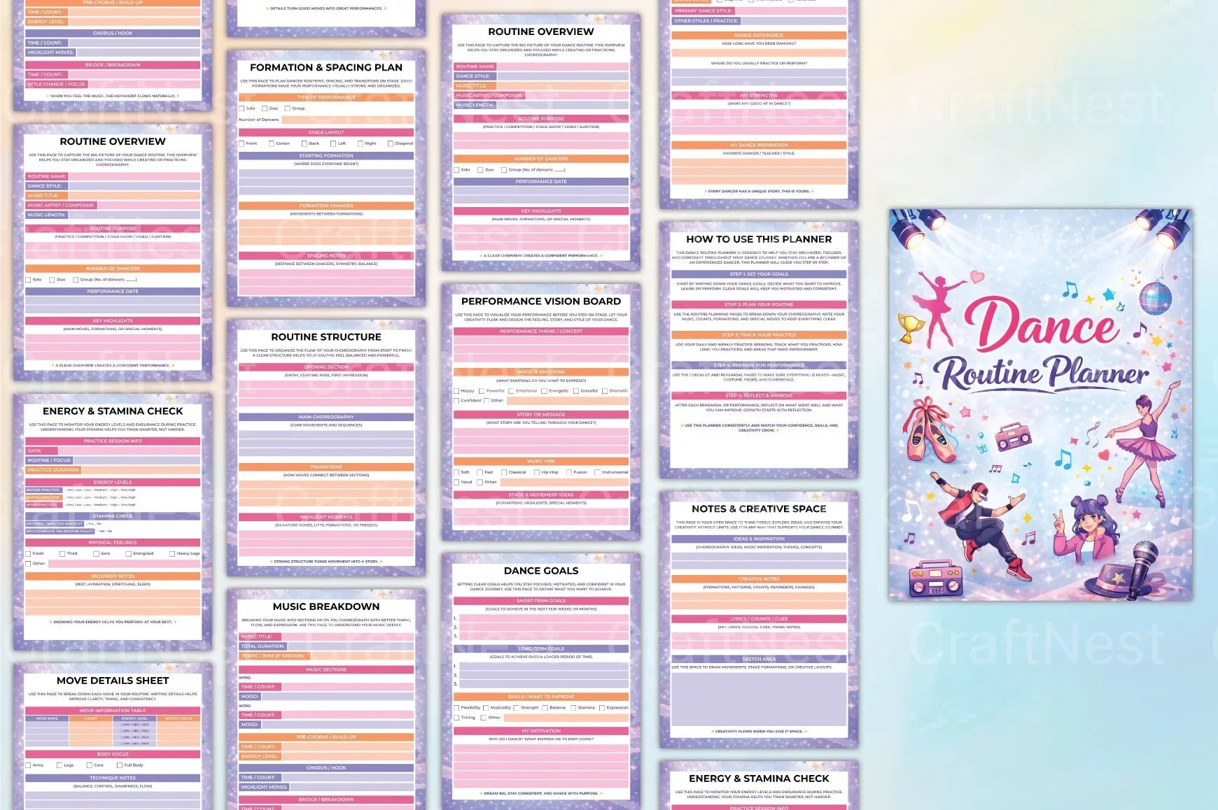 Dance Routine Planner - CraftNest - Digital Crafting and Art