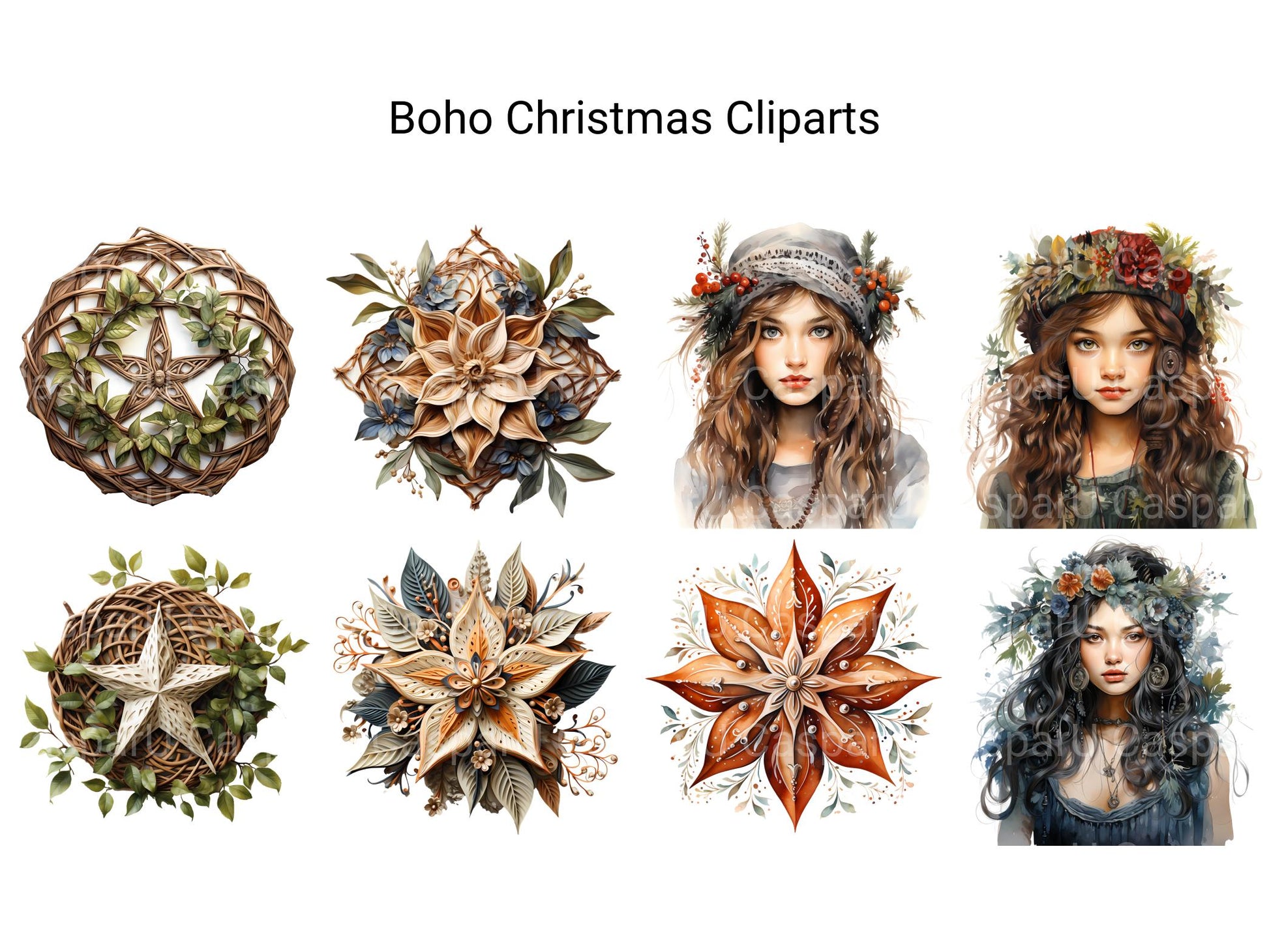 Boho Christmas Clipart - CraftNest