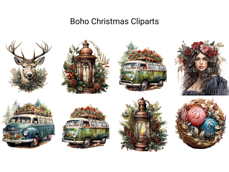 Boho Christmas Clipart - CraftNest