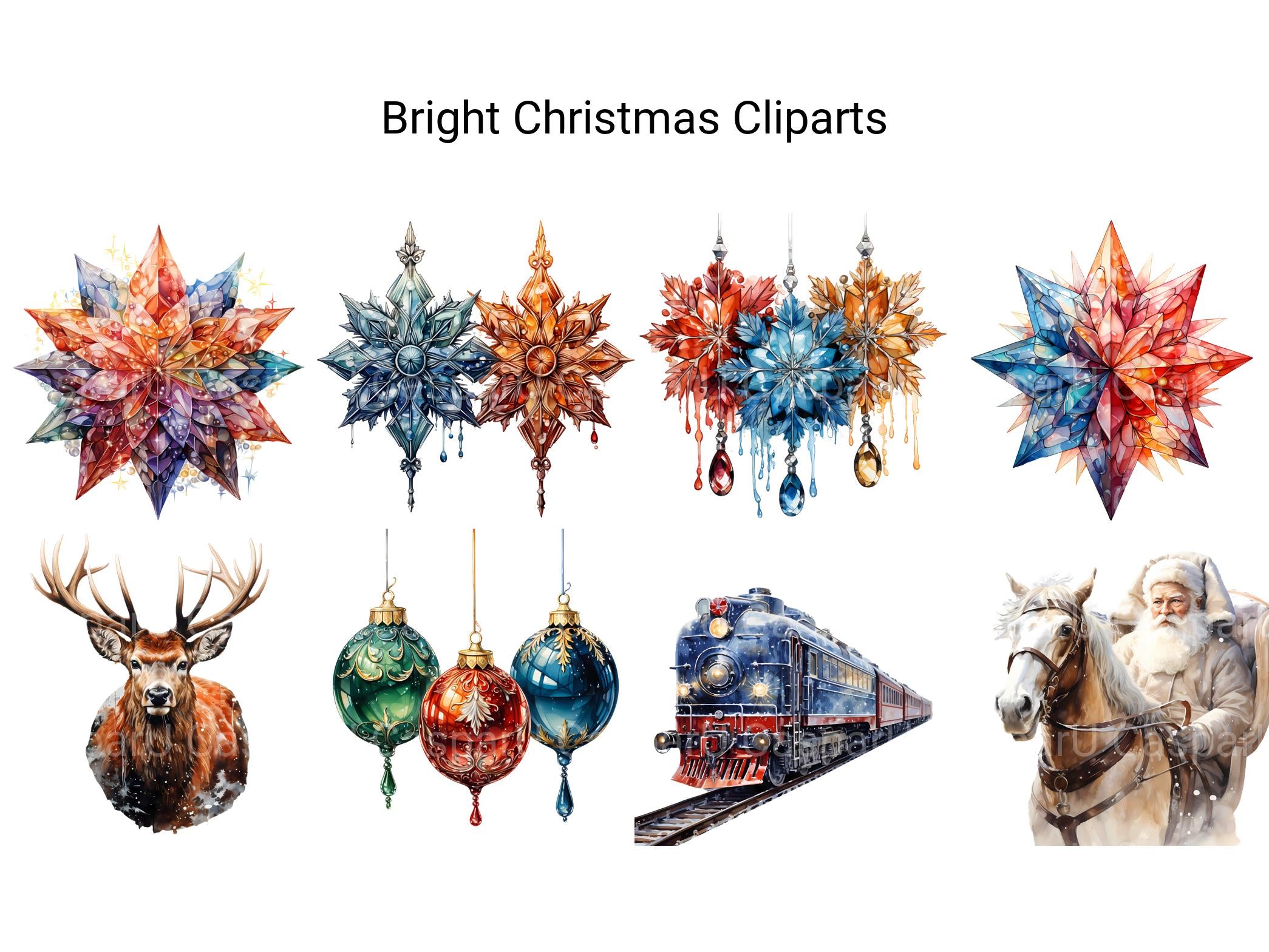 Bright Christmas Clipart - CraftNest