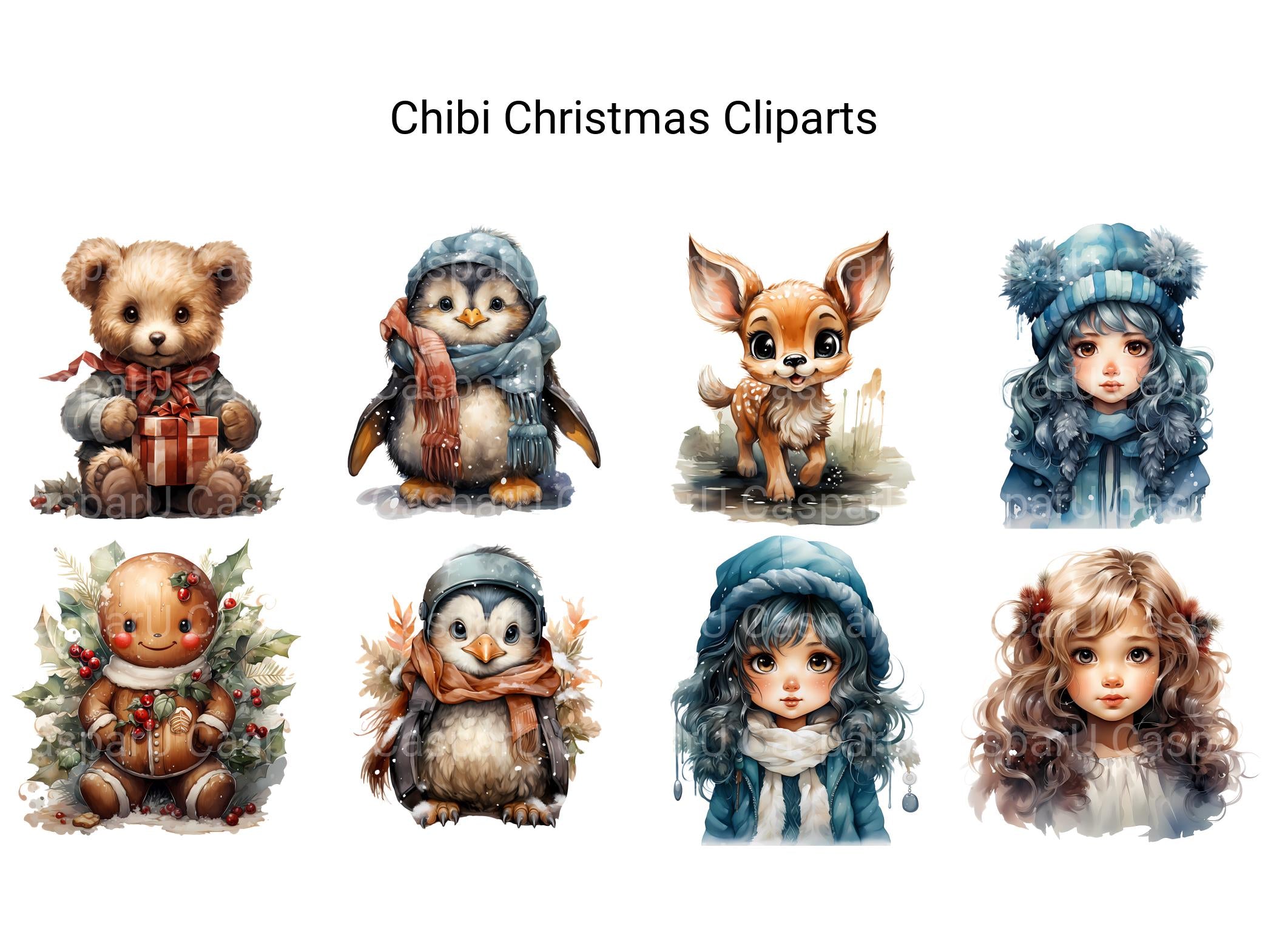 Chibi Christmas Clipart - CraftNest