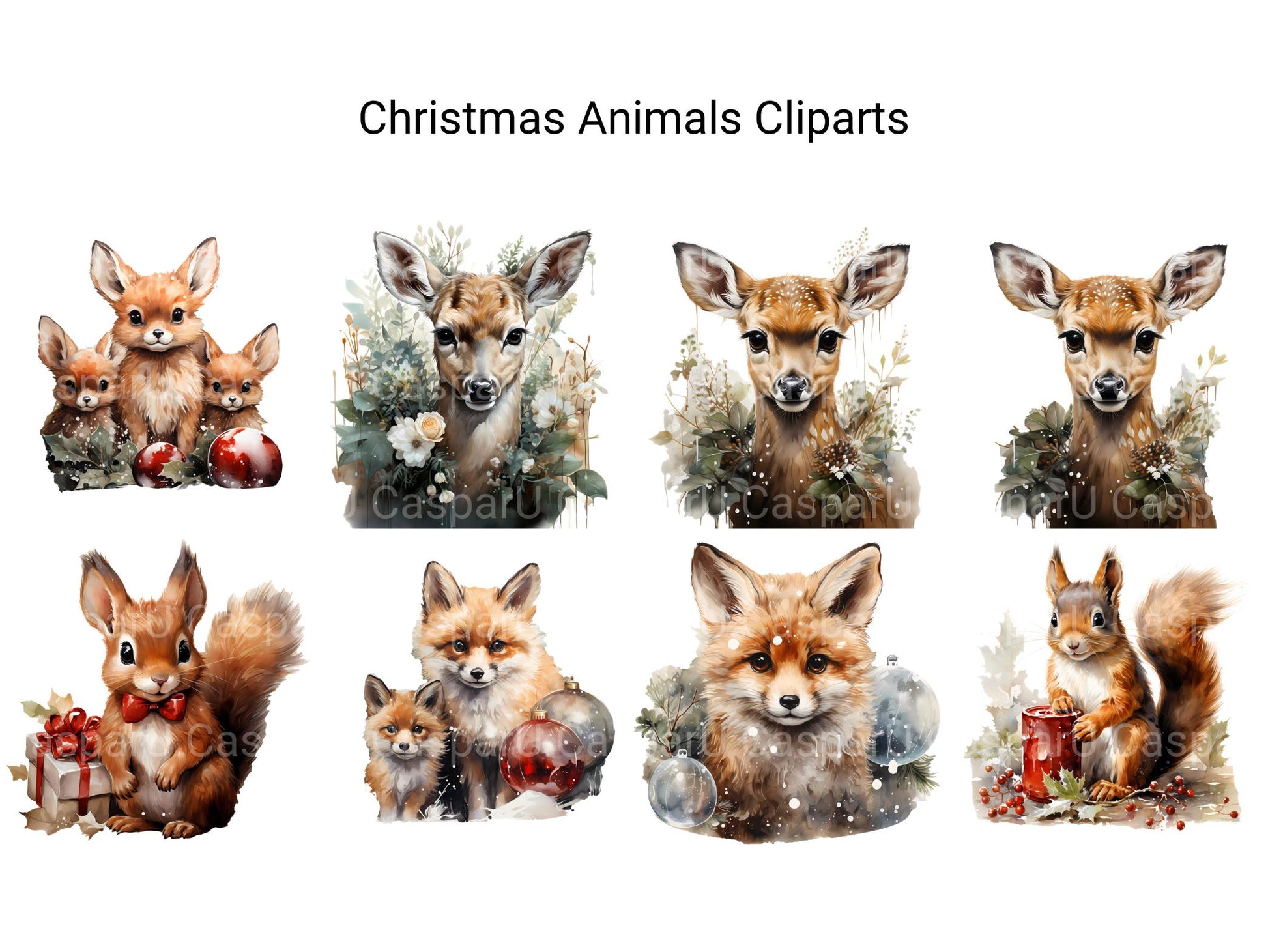 Christmas Animals Clipart - CraftNest