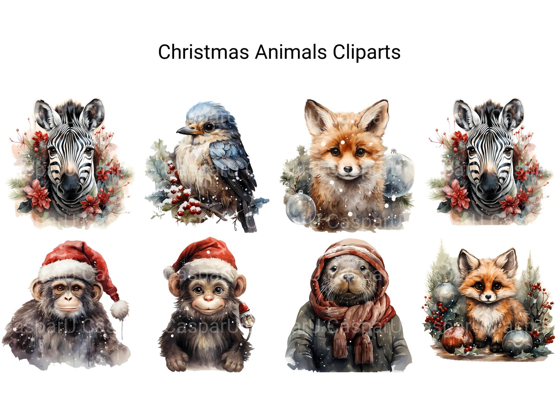 Christmas Animals Clipart - CraftNest