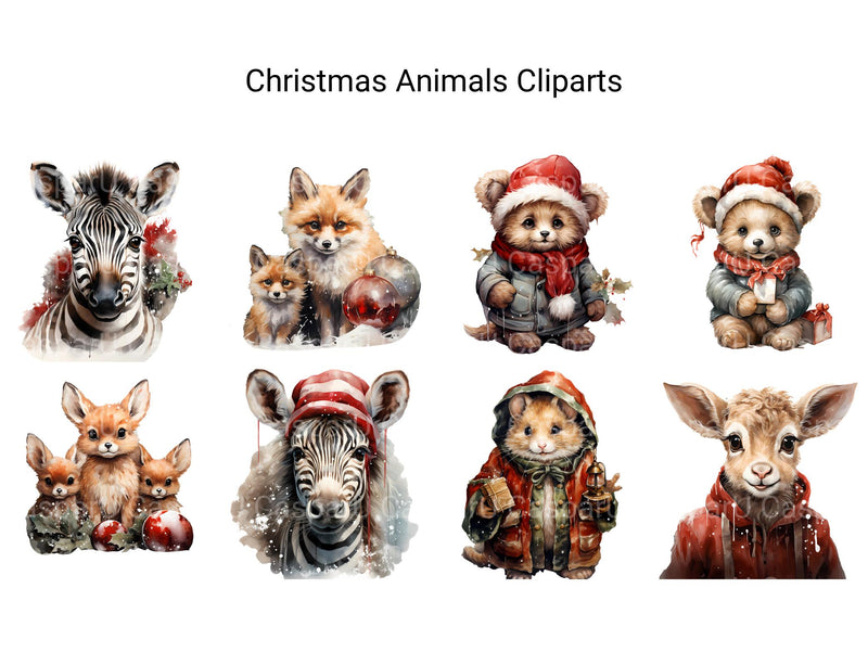 Christmas Animals Clipart - CraftNest