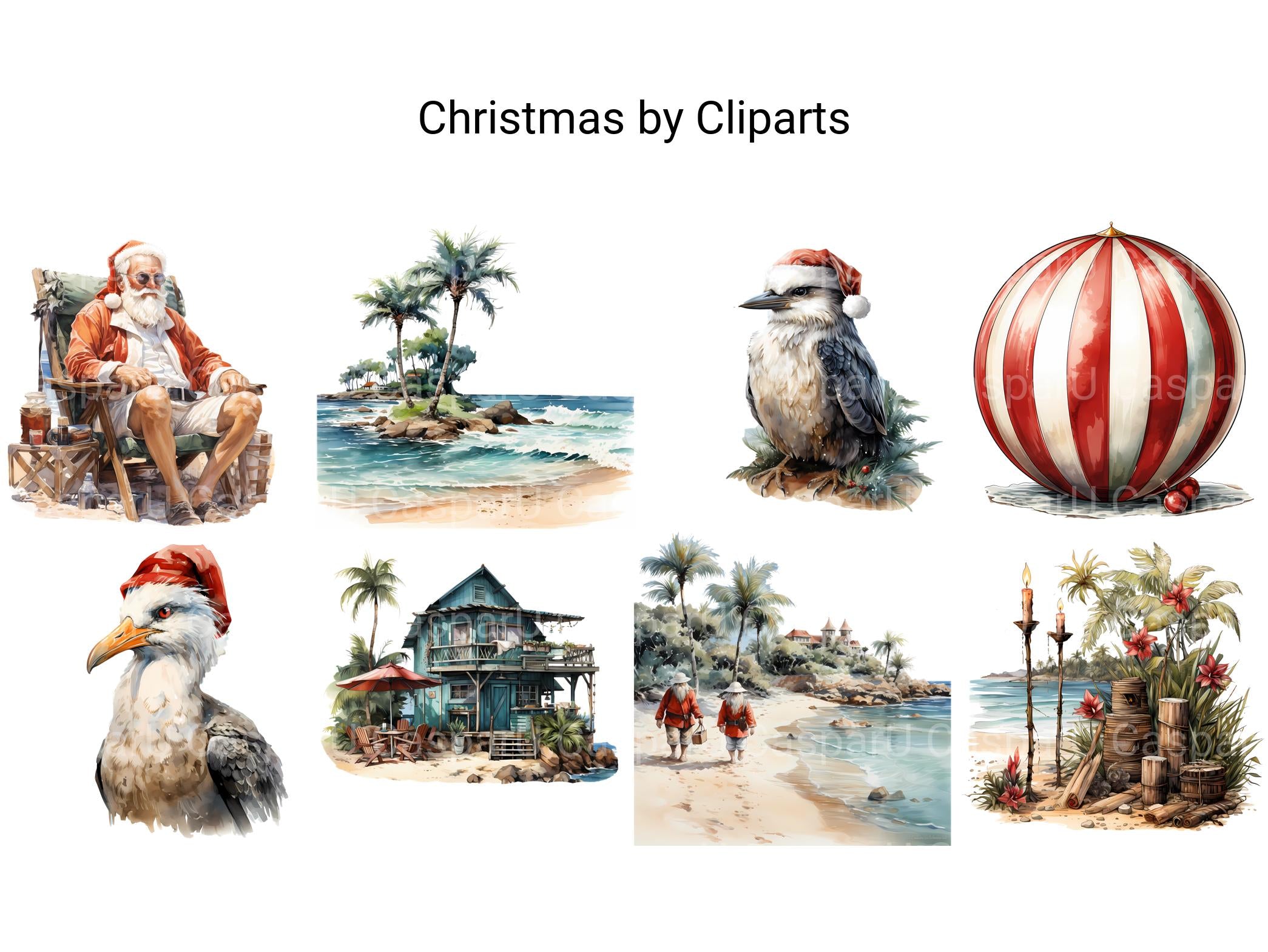 Beach Christmas Clipart - CraftNest