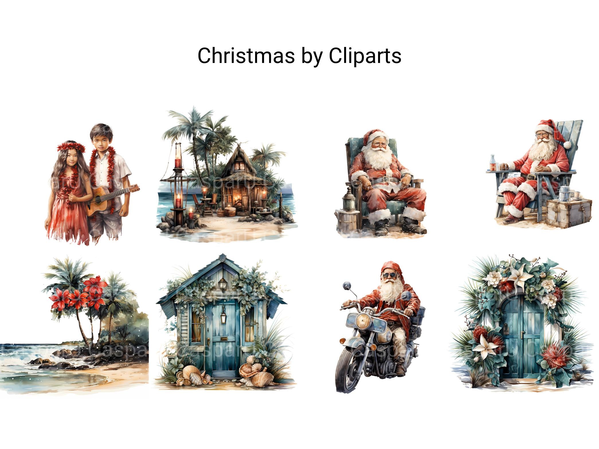 Beach Christmas Clipart - CraftNest