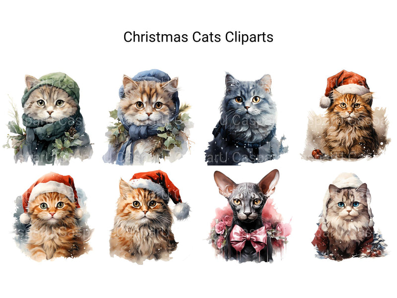 Christmas Cats Clipart - CraftNest