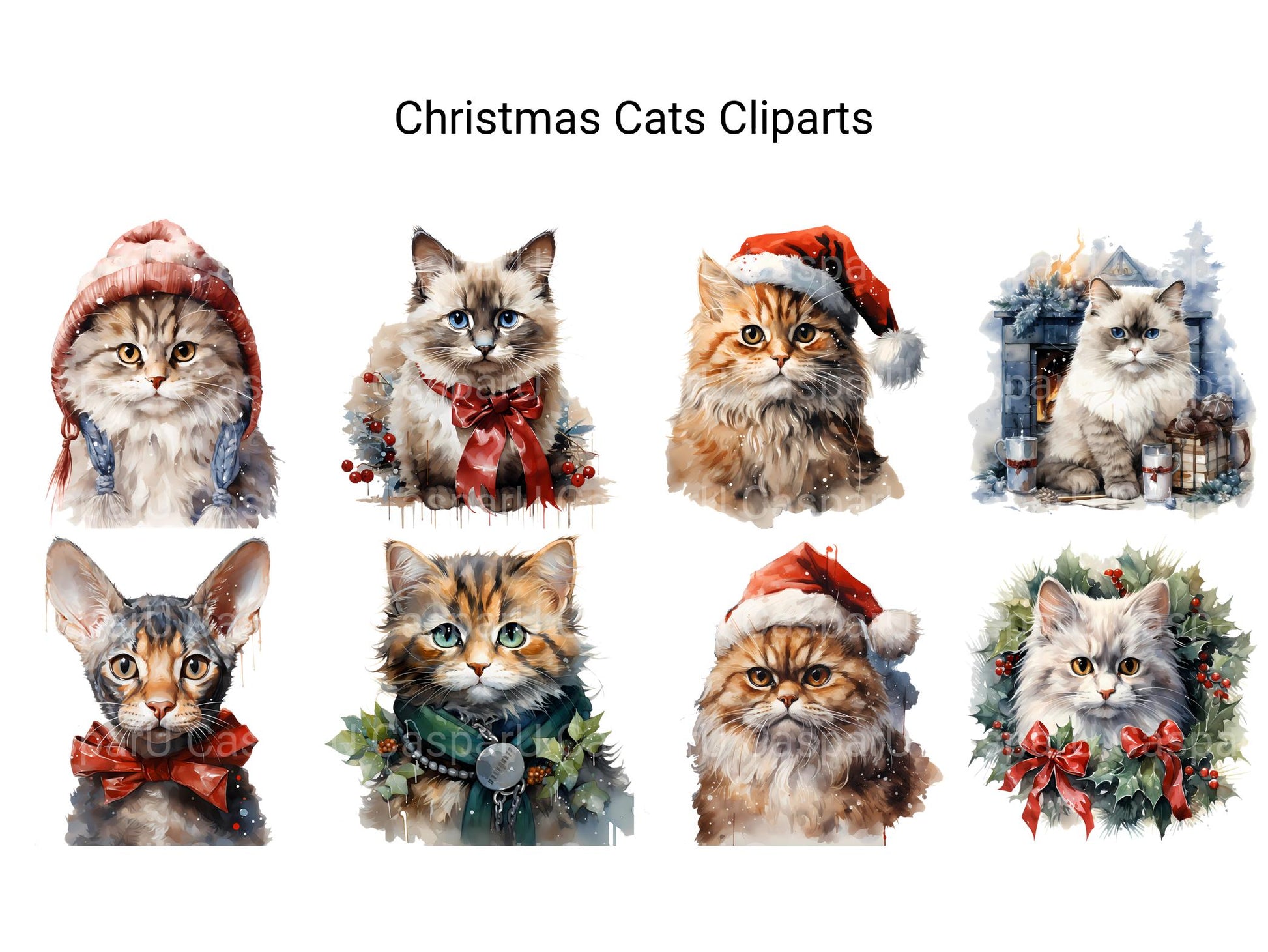 Christmas Cats Clipart - CraftNest