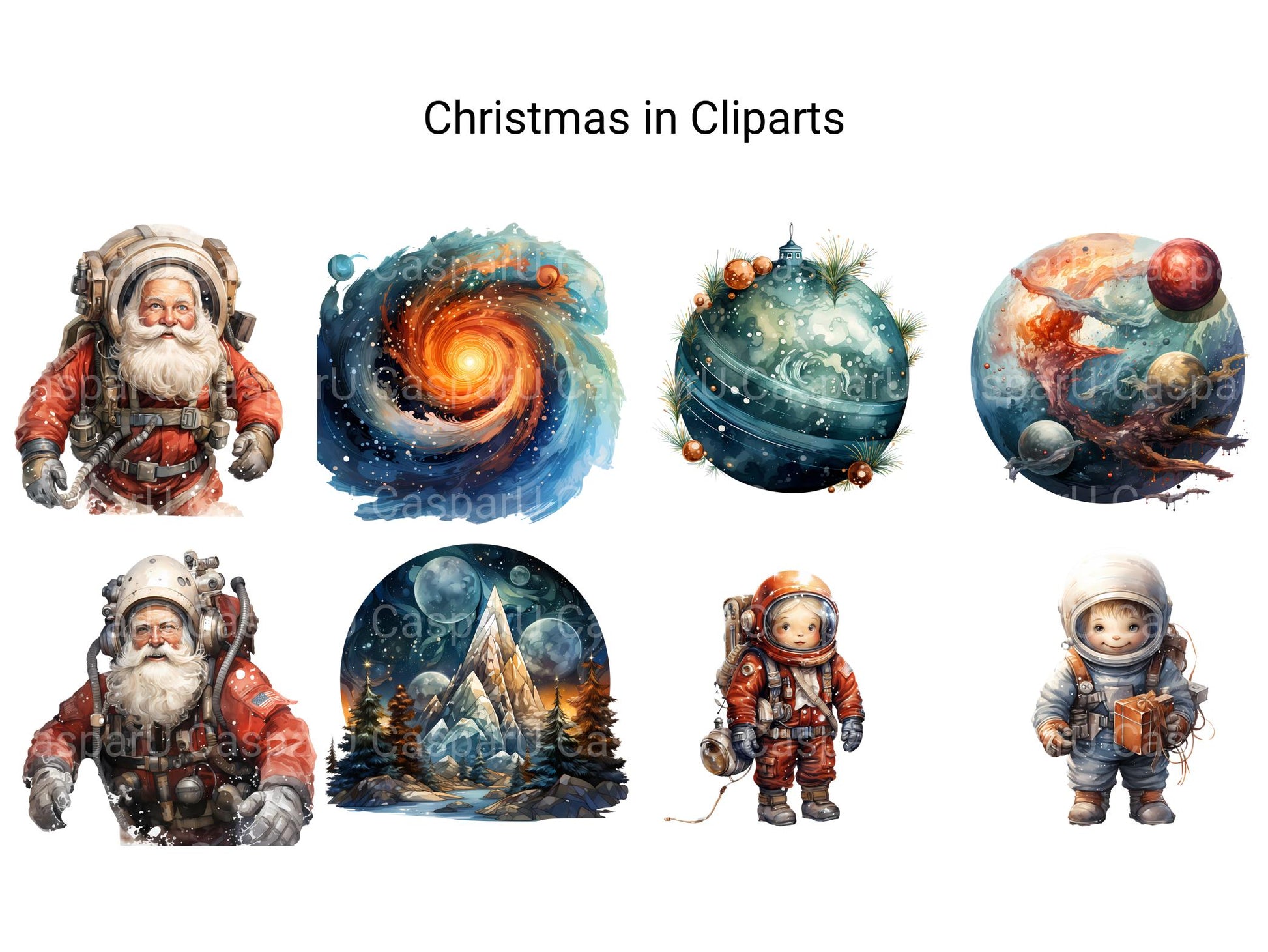 Space Christmas Clipart - CraftNest