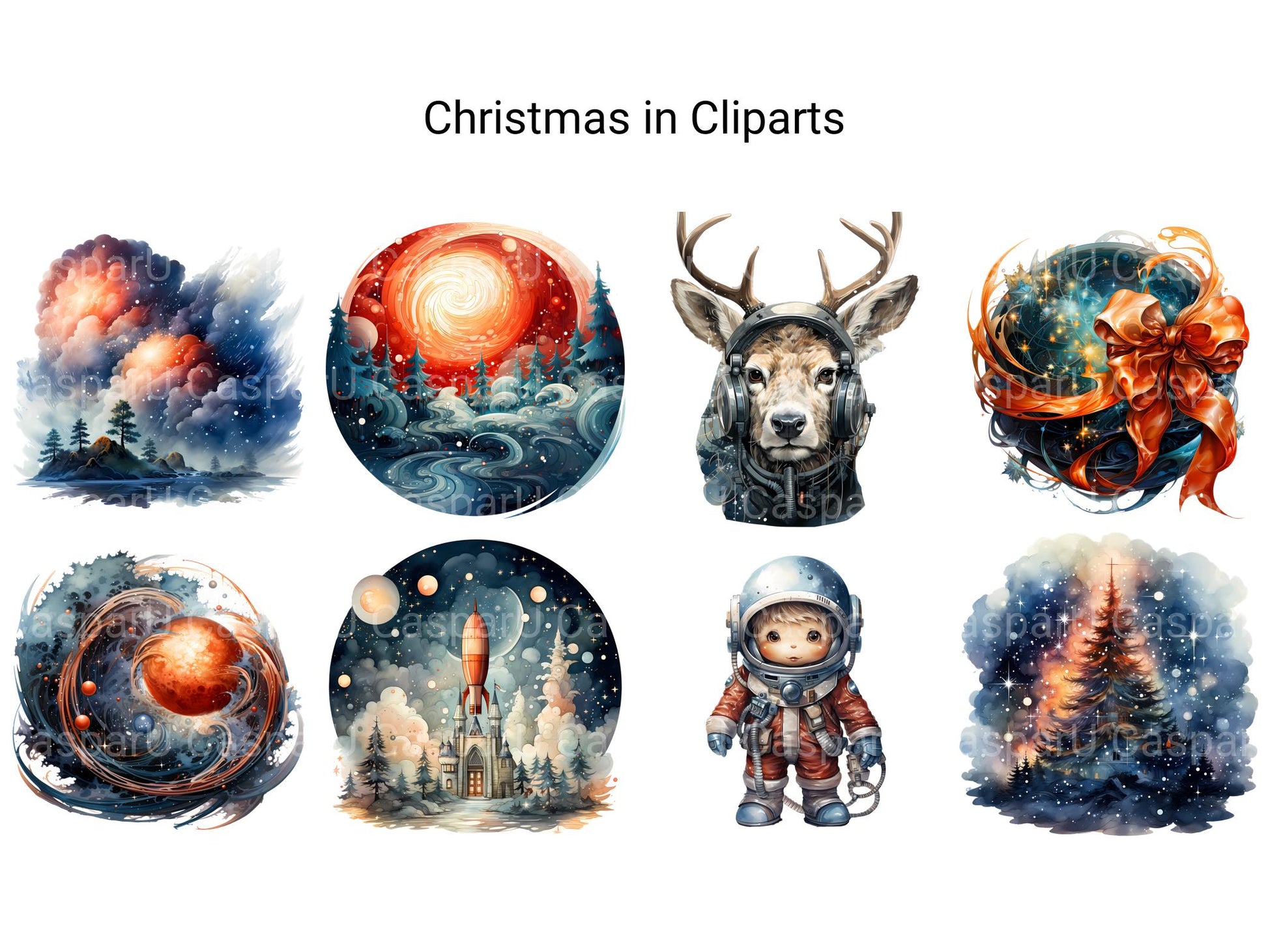 Space Christmas Clipart - CraftNest