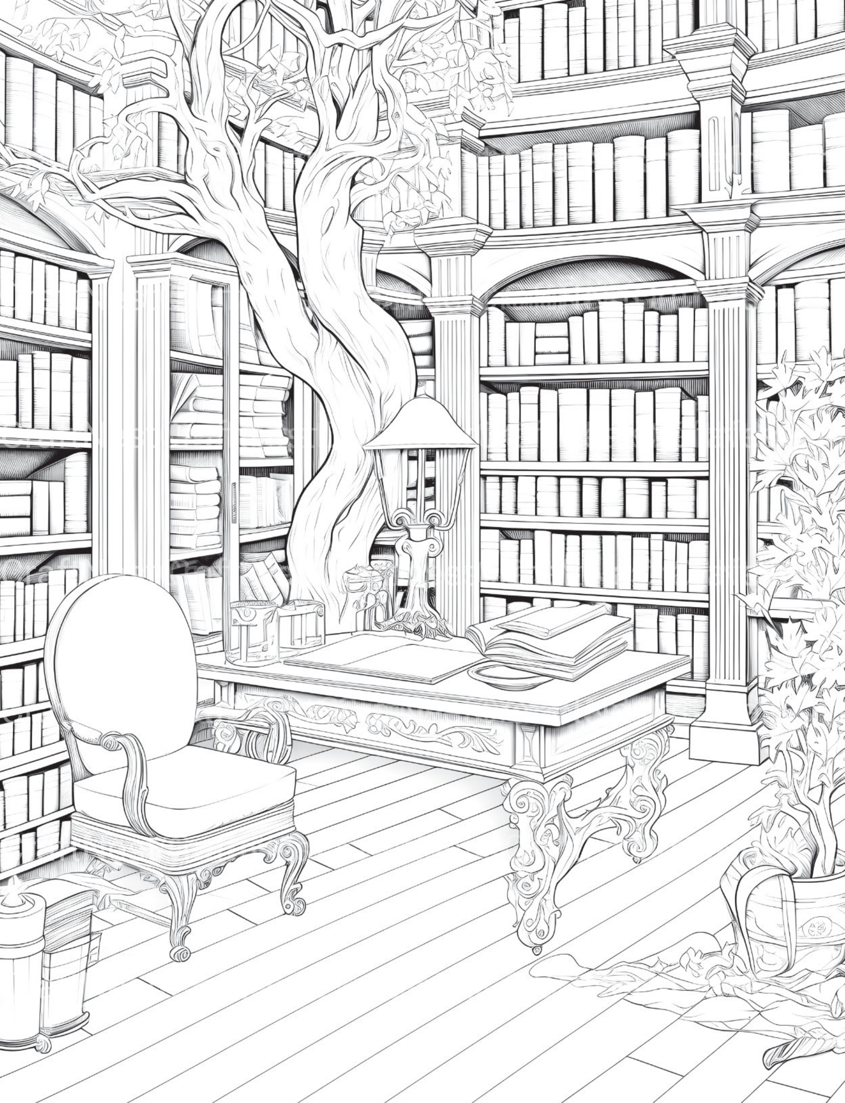 Enchanted Library Coloring Book - CraftNest - Digital Crafting and Art