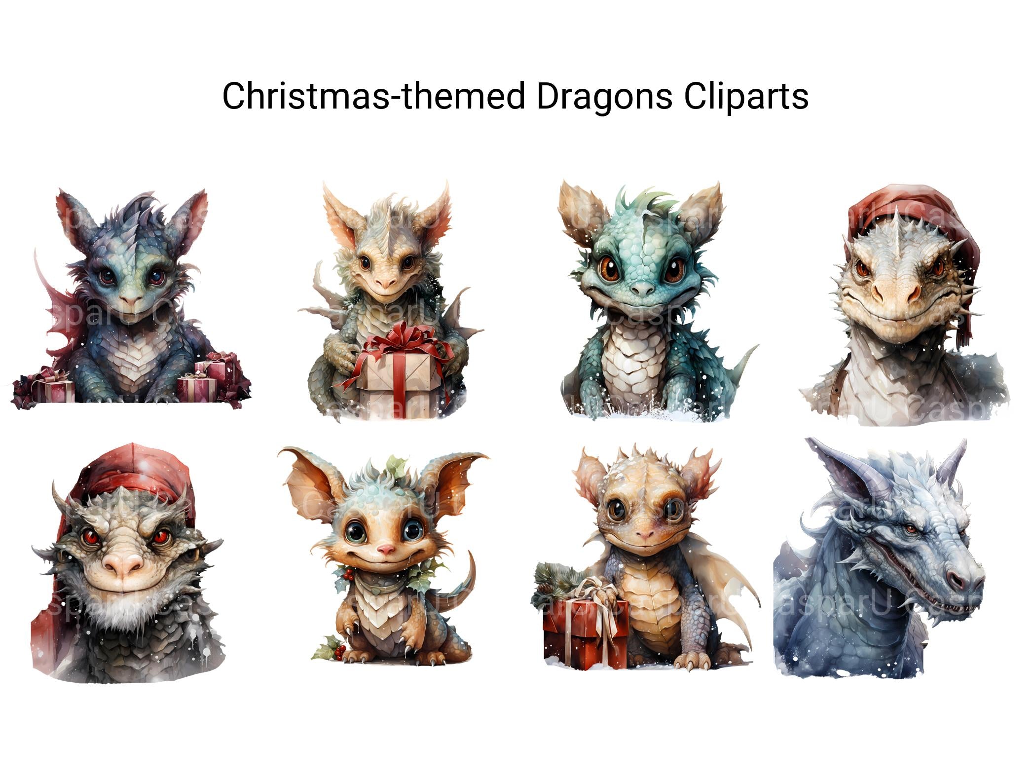 Christmas Dragons Clipart - CraftNest